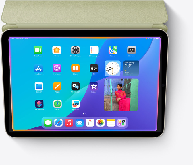 iPad mini mit einem ganz neuen Design für Siri und einem hellen Licht um den Rand des Displays.