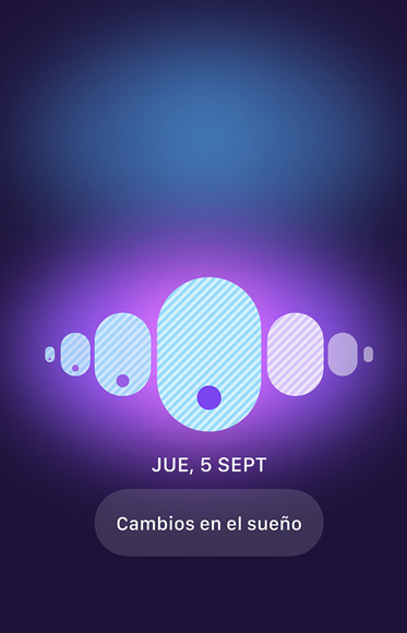 La app Control del Ciclo muestra el botón de cambios en el sueño.