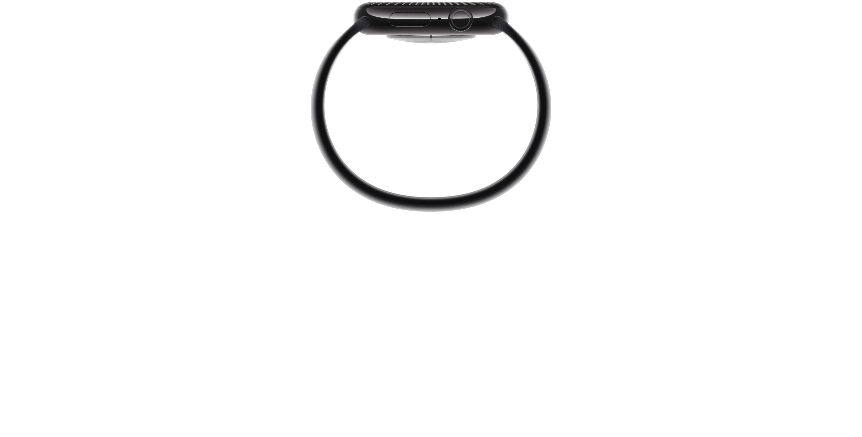 Μια πλευρική όψη του Digital Crown ενός Apple Watch Series 10 που δείχνει πόσο λεπτό είναι.