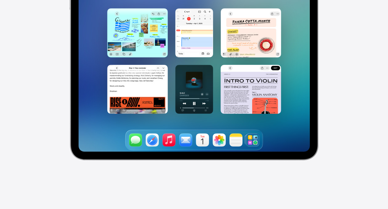 Layar iPad menunjukkan fitur Exposé