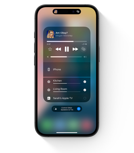 iPhone showing the AirPlay UI for multiroom audio
