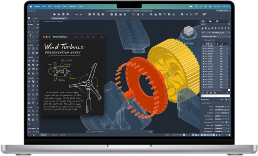 MacBook Pro에서 Autodesk AutoCAD 앱을 사용 중인 모습