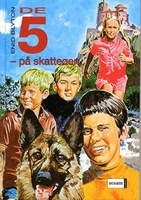dänisches Buchcover: "De fem på skatteøen"