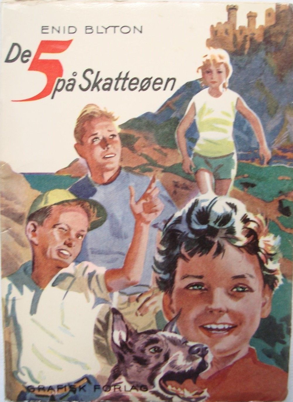 dänisches Buchcover: "De fem på skatteøen"