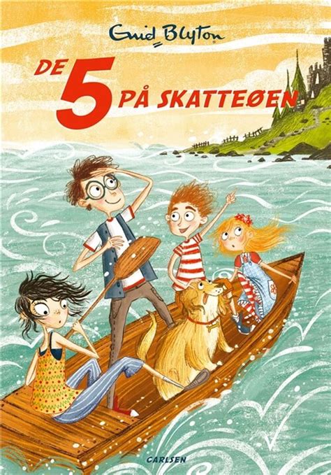 dänisches Buchcover: "De fem på skatteøen"
