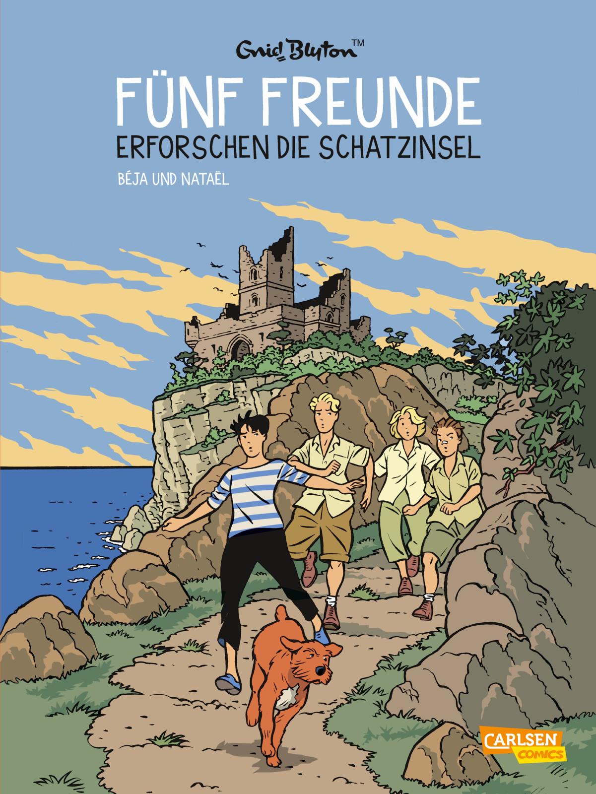 deutsches Buchcover: "Fünf Freunde erforschen die Schatzinsel"