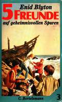 deutsches Buchcover: "Fünf Freunde auf geheimnisvollen Spuren"