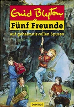 deutsches Buchcover: "Fünf Freunde auf geheimnisvollen Spuren"