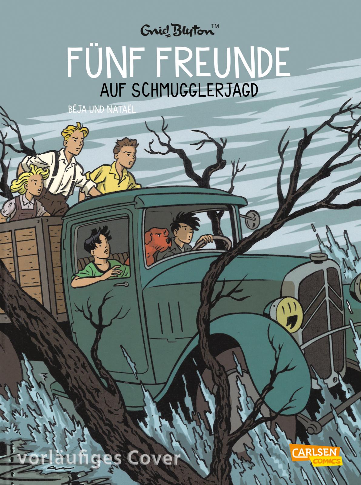 deutsches Buchcover: "Fünf Freunde auf Schmugglerjagd"