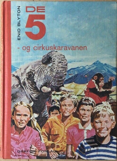 dänisches Buchcover: "De fem og cirkuskaravanen"