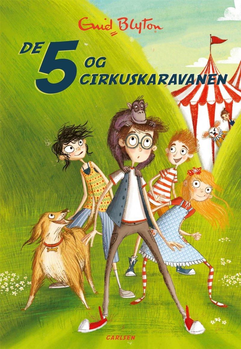 dänisches Buchcover: "De fem og cirkuskaravanen"