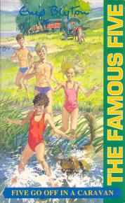 englisches Buchcover: "Five go off in a caravan"