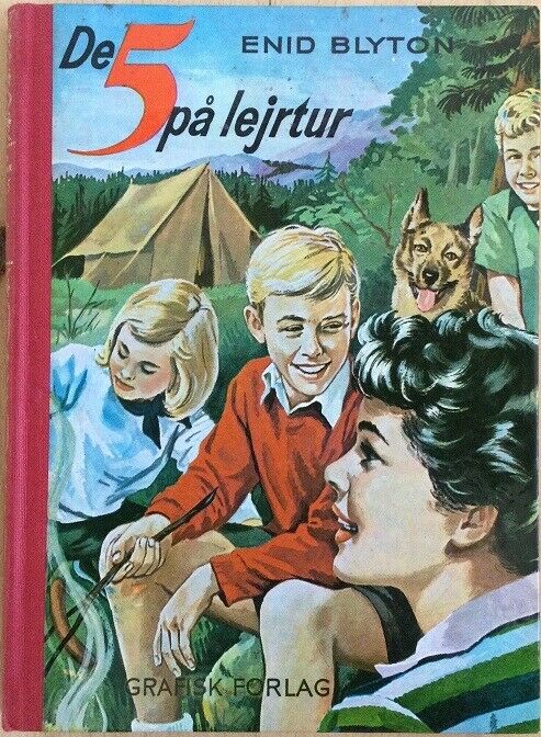 dänisches Buchcover: "De fem på lejrtur / De 5 på campingtur"