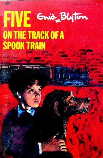 US-amerikanisches Buchcover: "Five on the Track of a Spook Train"