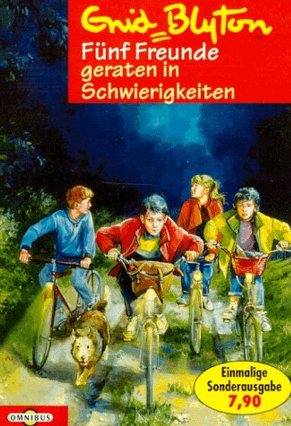 German bookcover: "Fünf Freunde geraten in Schwierigkeiten"