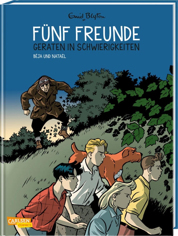 German bookcover: "Fünf Freunde geraten in Schwierigkeiten"