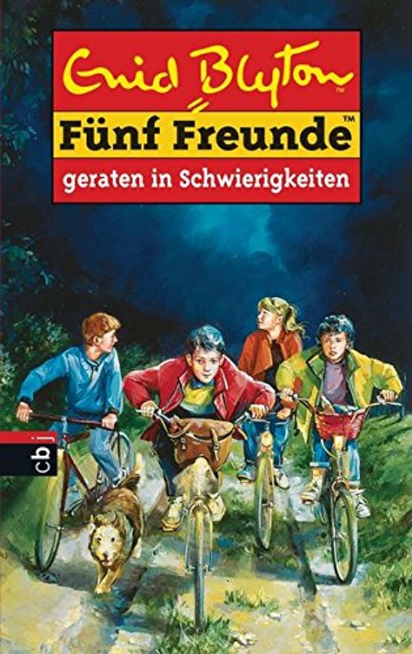 German bookcover: "Fünf Freunde geraten in Schwierigkeiten"