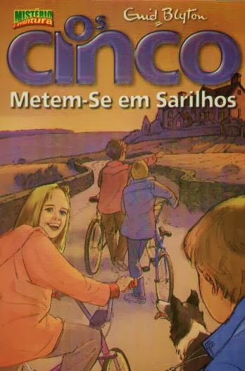 Portuguese bookcover: "Os Cinco na Casa do Mocho / Os Cinco metem-se em sarilhos"