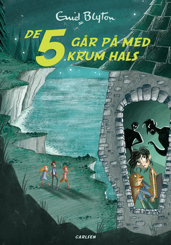Danish bookcover: "De fem går på med krum hals / De 5 havner i et eventryr"