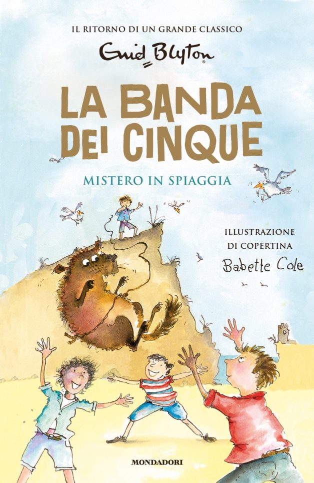 Italian bookcover: "Il castello sulla scogliera / I cinque a caccia delle carte rubate / La bimba rapita / Mistero in spiaggia"