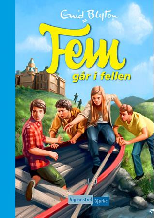 Norwegian bookcover: "Fem går i fellen"