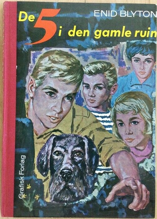 Danish bookcover: "De fem i den gamie ruin / De 5 på vandretur"