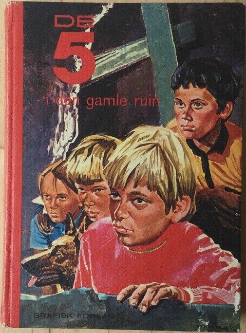 Danish bookcover: "De fem i den gamie ruin / De 5 på vandretur"
