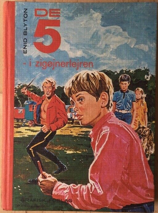 dänisches Buchcover: "De fem i zigøjnerlejren / De 5 har det fedt / De 5 og den gamle borg"