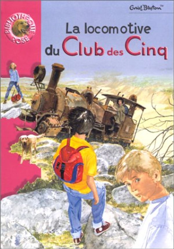 französisches Buchcover: "La locomotive du Club des Cinq / Les Cinq et la lande mystérieuse"