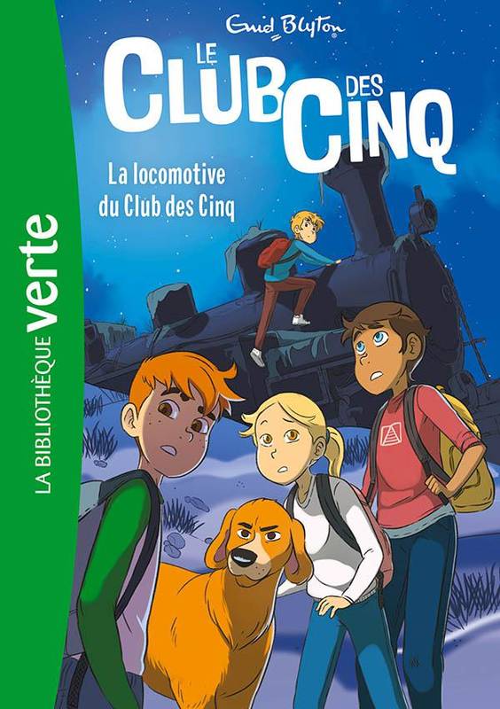 französisches Buchcover: "La locomotive du Club des Cinq / Les Cinq et la lande mystérieuse"