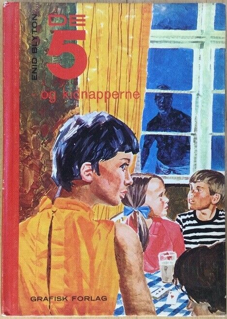 Danish bookcover: "De fem og kidnapperne / De 5 har det sjovt"