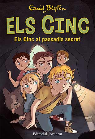 Catalan bookcover: "Els Cinc al passadís secret"