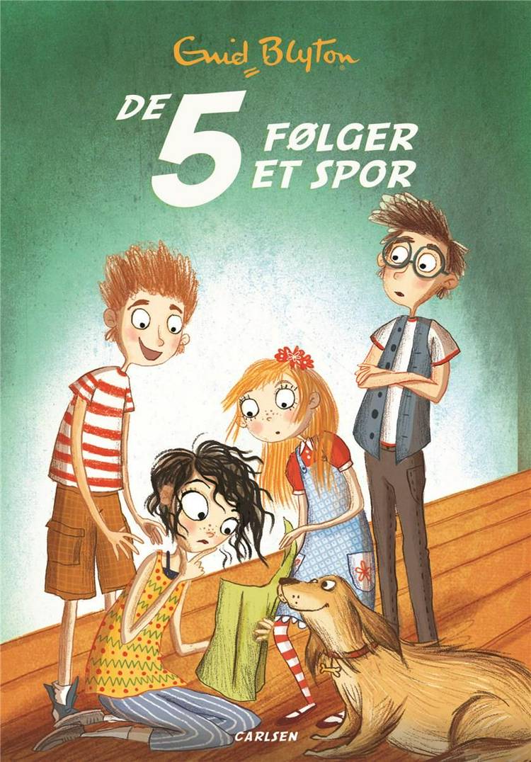 Danish bookcover: "De fem følger et spor / De 5 på sporet"