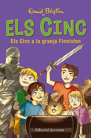 Catalan bookcover: "Els Cinc a la granja Finniston"