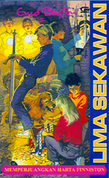 Indonesian bookcover: "Seri Lima Sekawan: Memperjuangkan Harta Finniston"