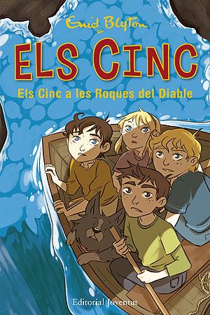Catalan bookcover: "Els Cinc a les Roques del Diable"