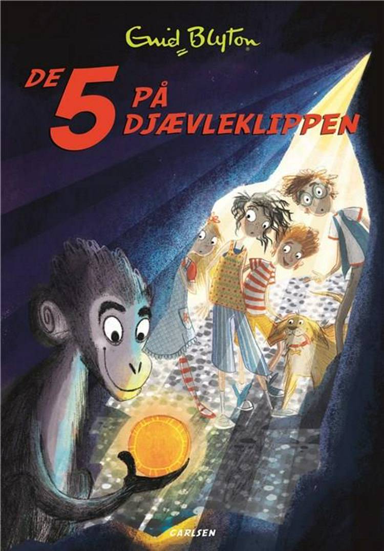 Danish bookcover: "De fem på djævleklippen"