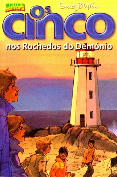 Portuguese bookcover: "Os Cinco nos Rochedos do Demónio"
