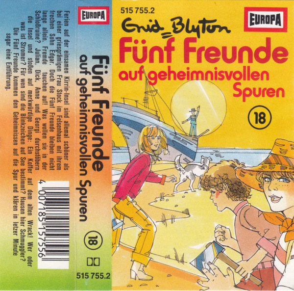 deutsches Hörspielcover: "Fünf Freunde auf geheimnisvollen Spuren"