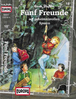 deutsches Hörspielcover: "Fünf Freunde auf geheimnisvollen Spuren"