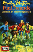 German radio-playcover: "Fünf Freunde geraten in Schwierigkeiten"