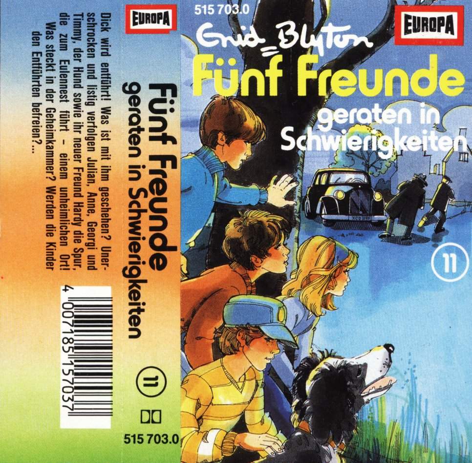 German radio-playcover: "Fünf Freunde geraten in Schwierigkeiten"