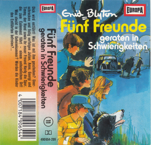 German radio-playcover: "Fünf Freunde geraten in Schwierigkeiten"