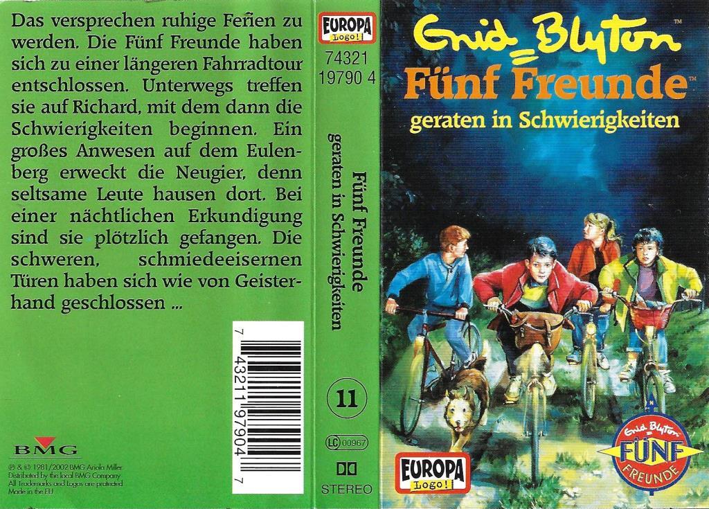 German radio-playcover: "Fünf Freunde geraten in Schwierigkeiten"