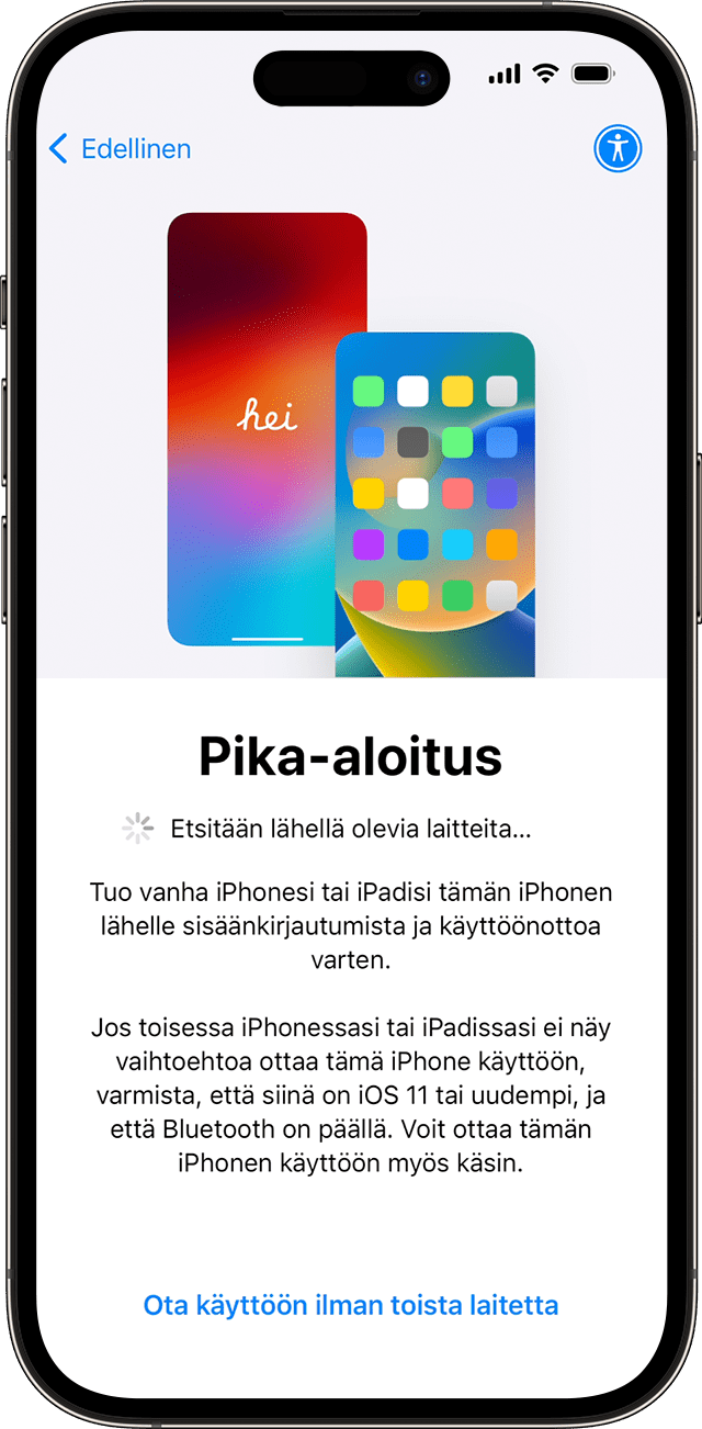 Pika-aloitusnäyttö iOS 17:ssä