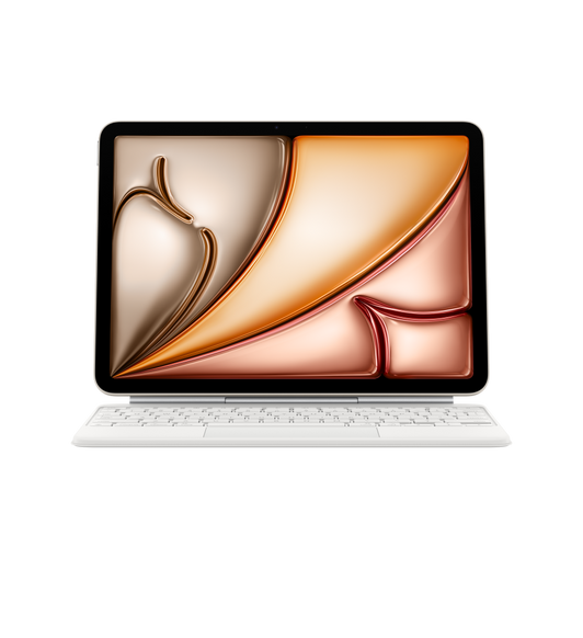 iPad Air attached to Magic Keyboard in landscape orientation, white