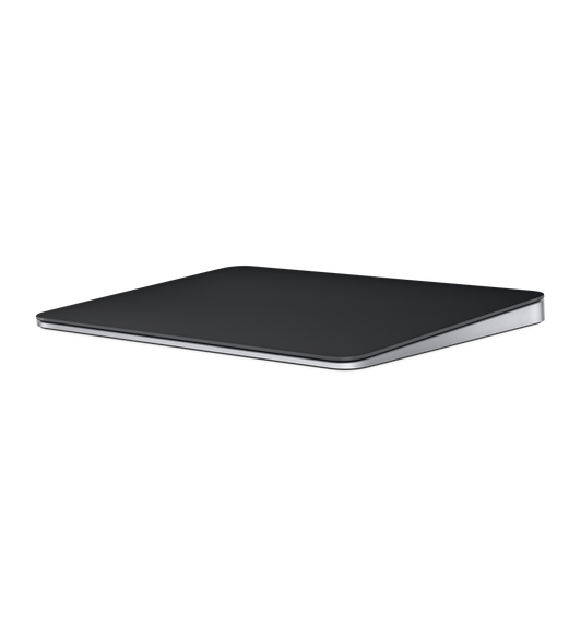 Magic Trackpad, black multi-touch surface, wedge shape, silver aluminium body